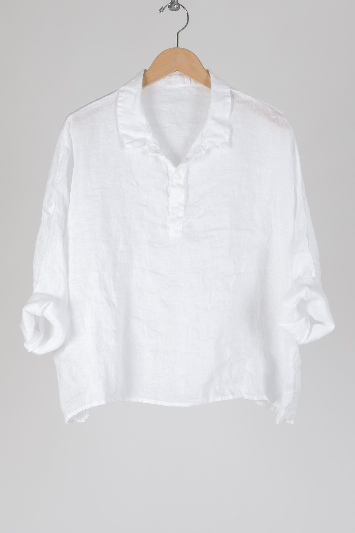 white linen pullover top