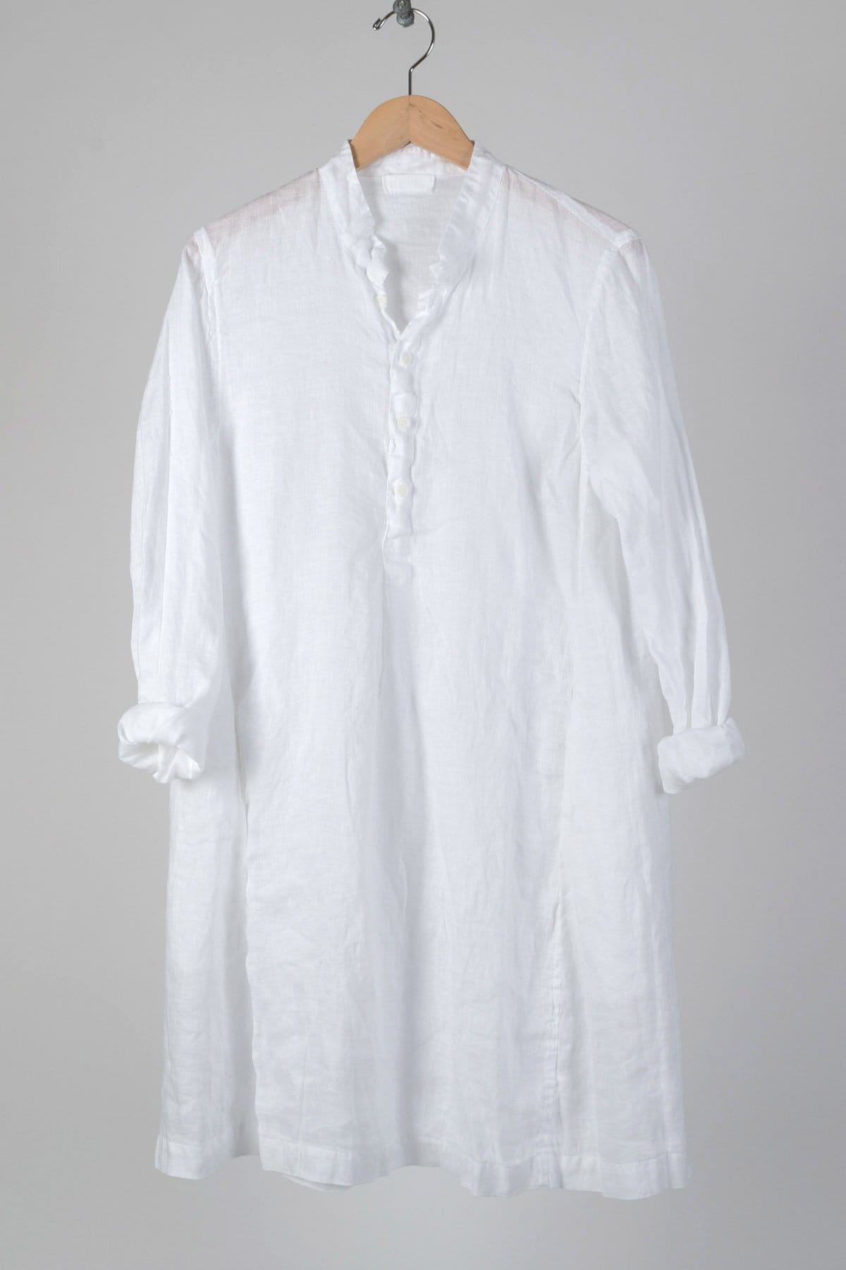 log sleeve long white linen tunic