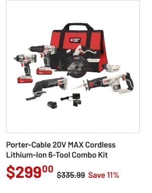 Porter-Cable 20V MAX Cordless Lithium-Ion 6-Tool Combo Kit