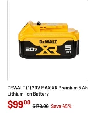 Dewalt (1) 20V MAX XR Premium 5 Ah Lithium-Ion Battery