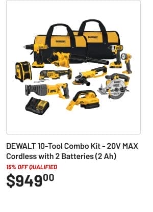 Dewalt 10-Tool Combo Kit - 20V MAX Cordless with 2 Batteries