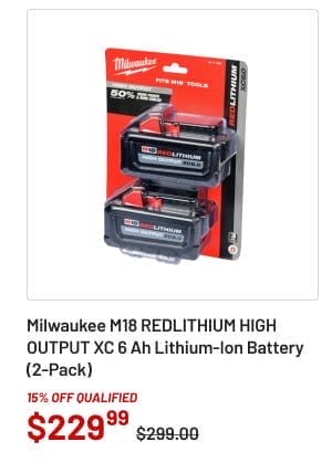 Milwaukee M18 REDLITHIUM HIGH OUTPUT XC 6 Ah Lithium-Ion Battery