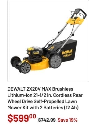 DEWALT Rear Wheel Drive Self-Propelled Lawn Mower Kit with 2 Batteries