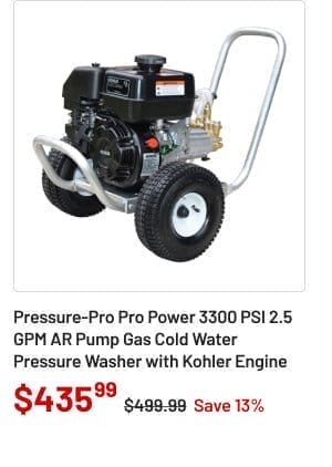 Pressure-Pro Pro Power 3300 PSI 2.5 GPM AR Pump Gas Cold Water Pressure Washer