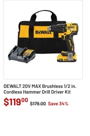 DEWALT 20V MAX Brushless 1/2 in. Cordless Hammer Drill Driver Kit
