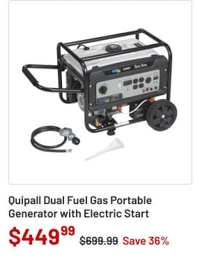 Quipall Dual Fuel Gas Portable Generator with Electric Start