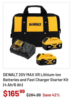 Dewalt 20V MAX XR Lithium-Ion Batteries and Fast Charger Starter Kit