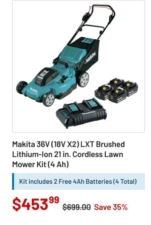 Makita LXT Brushed Lithium-Ion 21 in. Cordless Lawn Mower Kit