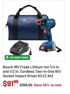 Bosch 18V Freak Lithium-Ion 1/4 in. and 1/2 in. Cordless Two-In-One Bit/Socket Impact Driver Kit