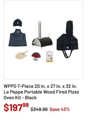 WPPO WKE-01CPO-BK 7-Piece 20 in. x 27 in. x 32 in. Le Peppe Portable Wood Fired Pizza Oven Kit