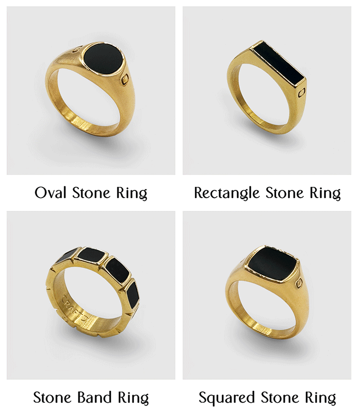 Oval, Squared, Stone, Rectangle Onyx Rings