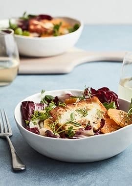 seared halloumi salad