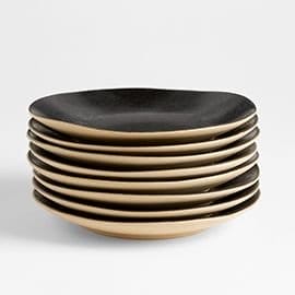 Marin Black Recycled Dinner Plates, Set of 8