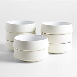 Tour White Porcelain Cereal Bowls, Set of 8