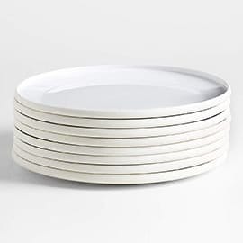 Tour White Porcelain Salad Plates, Set of 8