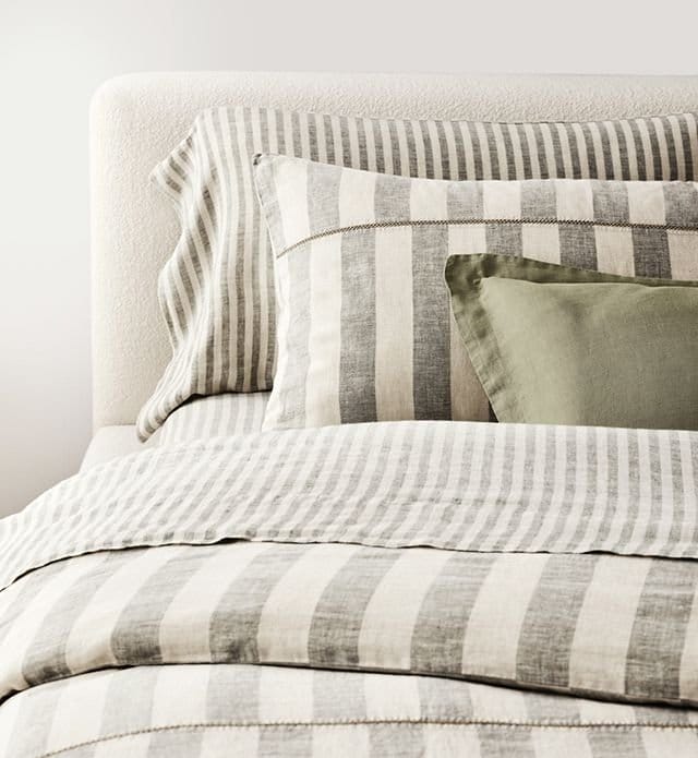 cabana stripe linen bedding