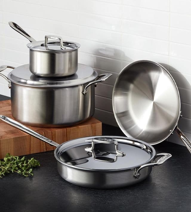 \\$100 off All-Clad d4 brushed stainless steel 7-piece cookware set