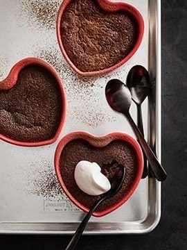 molten chocolate heart cakes