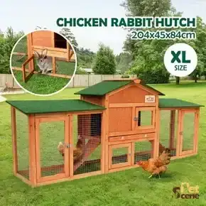 Chicken Run Coop Chook Cage Wood House Rabbit Hutch Bunny Duck Enclosure Outdoor Two Ramps Extra Large