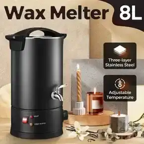 Electric Wax Melter 8L Candle Making Melting Pot Furnace Spout Soy Bees Soap Home Commercial Maker Machine 1800W Temperature Control