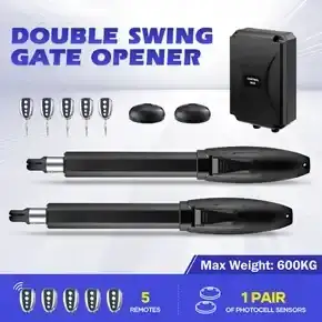 Automatic Gate Opener Kit Driveway Electric Double Swing Door Operator Remote 600kg Power Auto Opening System Home Security