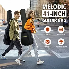 Guitar Bag Gig Case Electric Acoustic Instrument Storage Waterproof Two Pockets Adjustable Backpack Straps Handle Loops