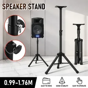 Floor Speaker Stand Tripod Bracket Folding Portable Adjustable Rotatable Heavy Duty Iron 99 to 176cm Height Rubber Capped Feet