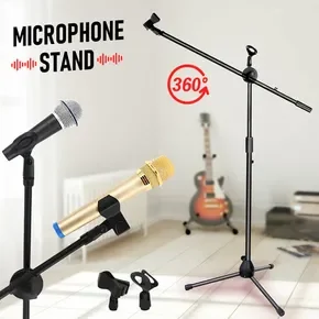 Microphone Mic Stand Boom Arm Holder Floor Tripod Foldable Adjustable Lightweight Black