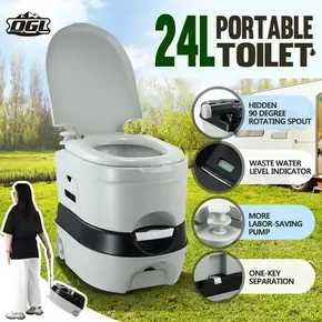 Portable Toilet Seat 24L Camping Porta Potty Movable Bathroom Commode Mobile Travel Outdoor WC with Drawstring Wheels