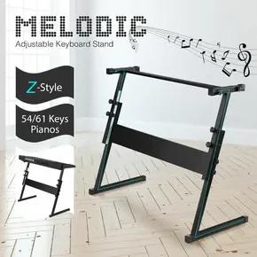 Z Style Keyboard Stand Piano Music Holder Musical Instrument Organizer Adjustable Portable Fits 54 or 61 Key Pianos Steel Black