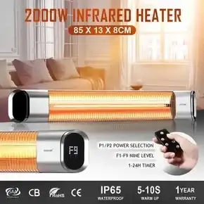 Maxkon 2000W Carbon Fibre Infrared Heater Indoor Outdoor Heater Electric Patio Instant Heater with Remote Control