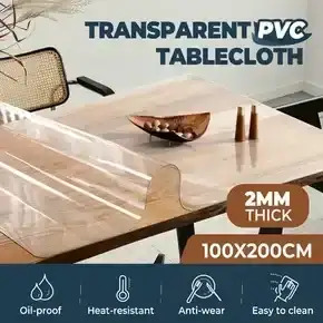 PVC Tablecloth Protector Cover Plastic Custom Dining Desk Mat Clear Transparent Waterproof 2mm 100x200cm