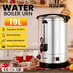 Maxkon 19L Water Dispenser Urn Instant Hot Cold Coffee Maker Machine Tea Kettle Home Commercial Stainless Steel with Tap