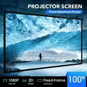 Fixed Frame Projector Screen 4K Ultra HD 16:9 Large Home Movie Cinema Theatre Projection 3D Active Ready 100 Inch Diagonal