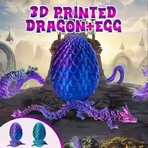 3D Printed Dragon Egg Flexible Articulated Fidget Toy Scale Desk Figurine Decor Easter Gift Mystery Crystal Laser Model