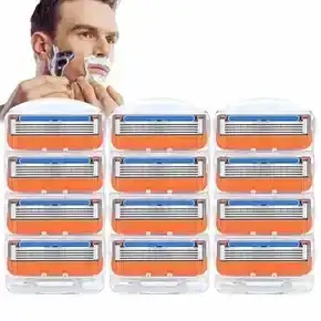 12pcs Razor Blade Shaving Razor Blade Refills for Gillette Fusion 5,Orange New Version