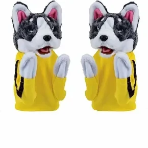 2Pcs Kung Fu Animal Toy Husky Gloves Doll Children's Game Plush Toys Kids Boxing Hand Puppet Stuffed Hand Puppet