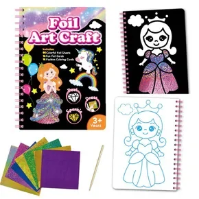 Princess Theme Magic Art Sticker Children Animal Handmade DIY Scratch DIY Coil Coloring Book Creative Art Activity