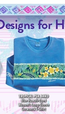 Body_Banner_Prod5_Tropical Pua Band - Blue Hawaii Dyed Long Sleeve Crewneck T-Shirt