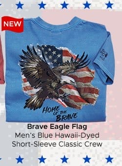 Body_Banner_CTA_Brave Eagle Flag - Blue Hawaii Dyed Short Sleeve Crewneck T-Shirt