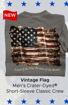 Body_Banner_CTA_Vintage Flag - Crater Dyed® Short Sleeve Crewneck T-Shirt