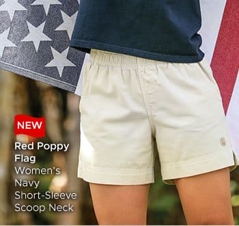 Body_Banner_CTA_Red Poppy Flag - Navy Short Sleeve Scoop Neck T-Shirt