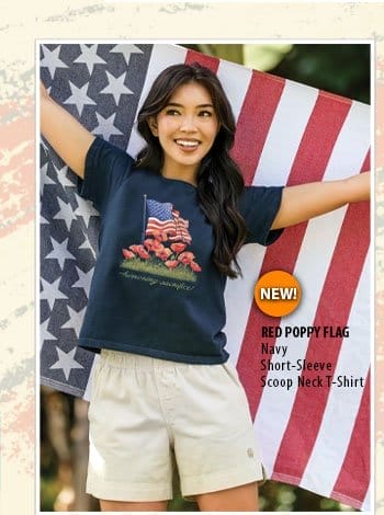 Body_Banner_Prod7_Red Poppy Flag - Navy Short Sleeve Scoop Neck T-Shirt