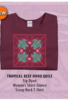 Body_Banner_Cta_Tropical Reef Honu Quilt - Fig Dyed Short Sleeve Scoop Neck T-Shirt