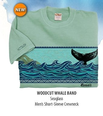 Body_Banner_Prod1_Woodcut Whale Band - Seaglass Short Sleeve Crewneck T-Shirt