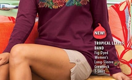 Body_Hero_Prod6_Tropical Leaves Band - Fig Dyed Long Sleeve Crewneck T-Shirt