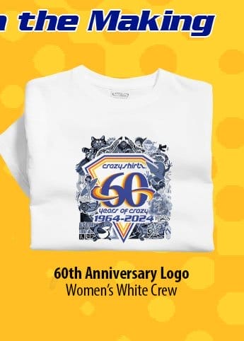 Body_Hero_Prod3_Crazy Shirts 60th Anniversary - White Short Sleeve Crewneck T-Shirt