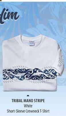 Body_Banner_Prod3_Tribal Mano Stripe - White Short Sleeve Crewneck T-Shirt