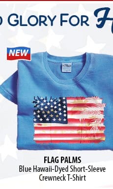 Body_Banner_Prod7_Flag Palms - Blue Hawaii Dyed Short Sleeve Crewneck T-Shirt