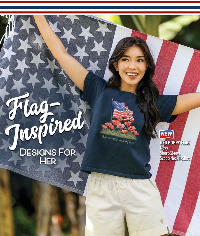 Body_Banner_Prod5_Red Poppy Flag - Navy Short Sleeve Scoop Neck T-Shirt